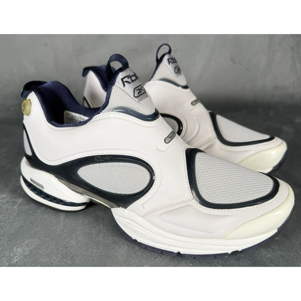 VTG Reebok Pump 2.0 Running Shoes Men's 10 White Navy RB 412 FLU 1-141044 Rare‎